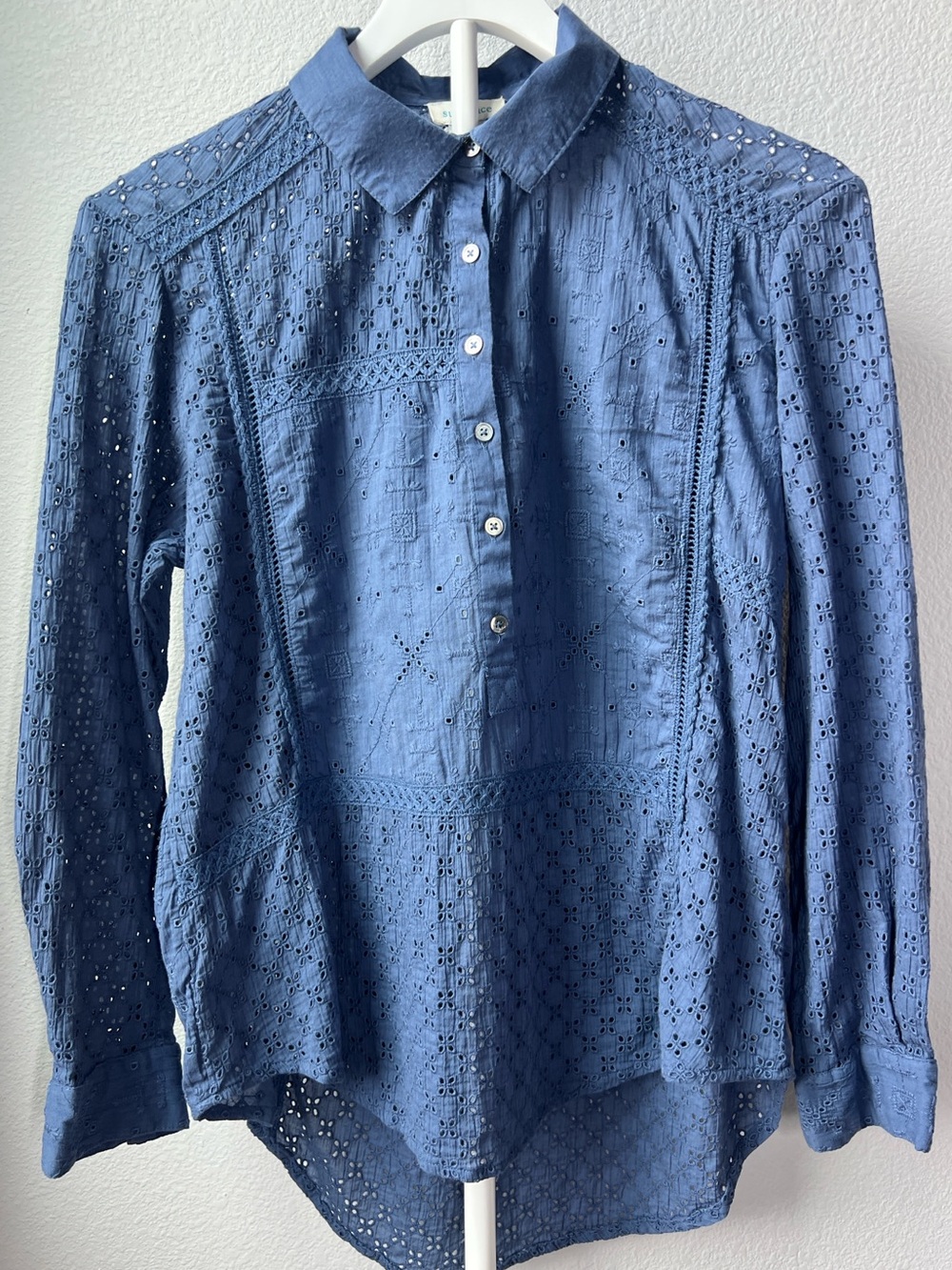 Sundance Blue Eyelet Button-Front Women's Shirt